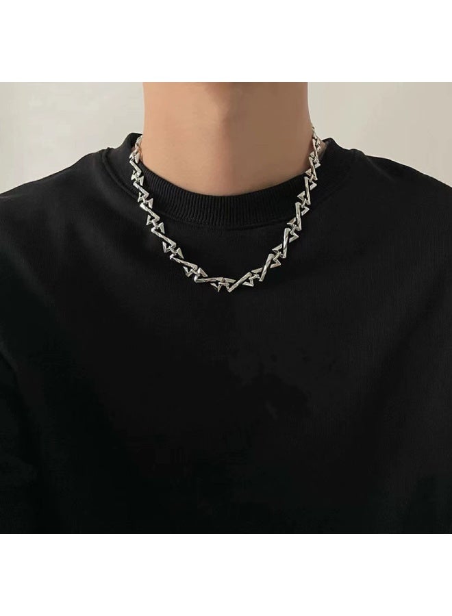 Goolsky قلادة حرف Z بتصميم عصرية للرجال - قلادة هيب هوب عصرية، فولاذ تيتانيوم غير متلاشي، ملابس يومية/هيب هوب للرجال - Image 2