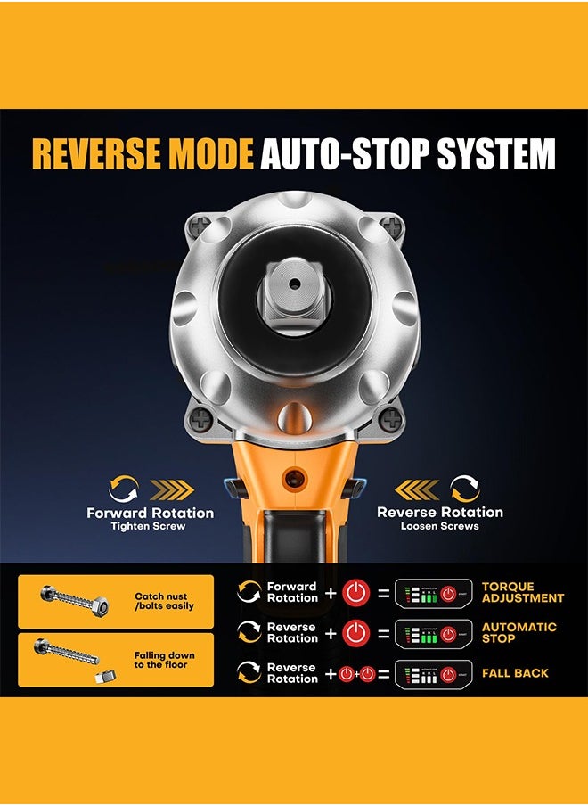 WEMART - Cordless 1/2 Inch Brushless Impact Wrench, 2950RPM Cordless Impact Gun with 2 4000mAh Batteries, Charger and 6 Outlets, Electric Impact Driver for Car Home Use - Image 1