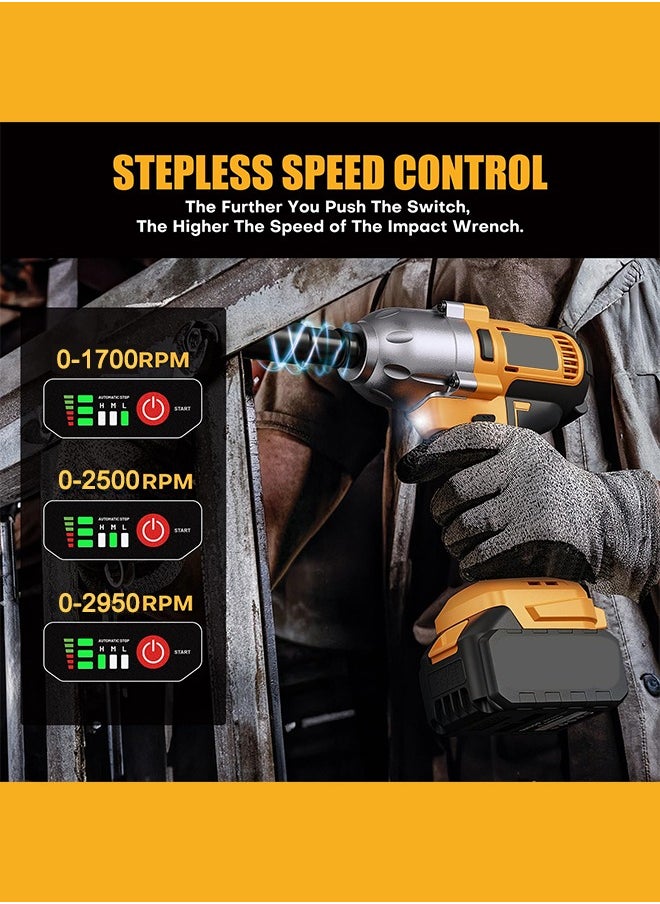 WEMART - Cordless 1/2 Inch Brushless Impact Wrench, 2950RPM Cordless Impact Gun with 2 4000mAh Batteries, Charger and 6 Outlets, Electric Impact Driver for Car Home Use - Image 1