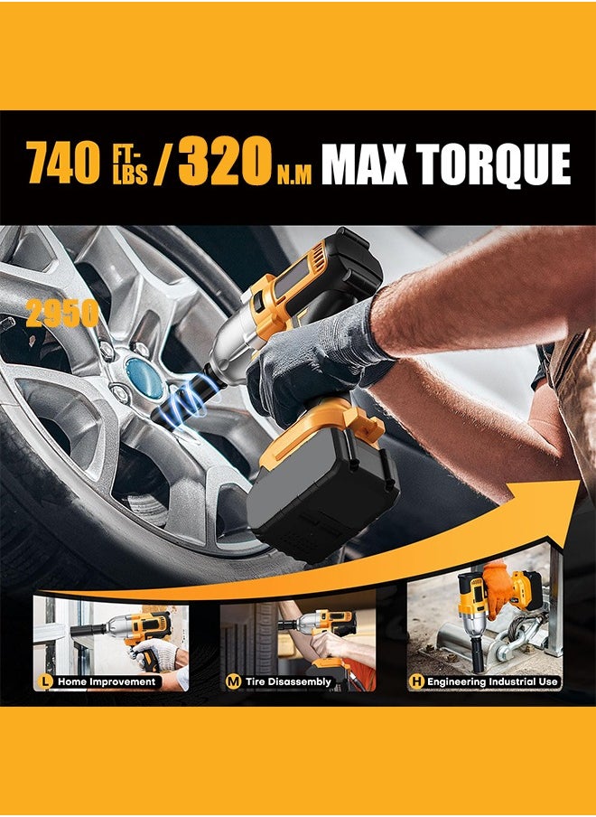 WEMART - Cordless 1/2 Inch Brushless Impact Wrench, 2950RPM Cordless Impact Gun with 2 4000mAh Batteries, Charger and 6 Outlets, Electric Impact Driver for Car Home Use - Image 1