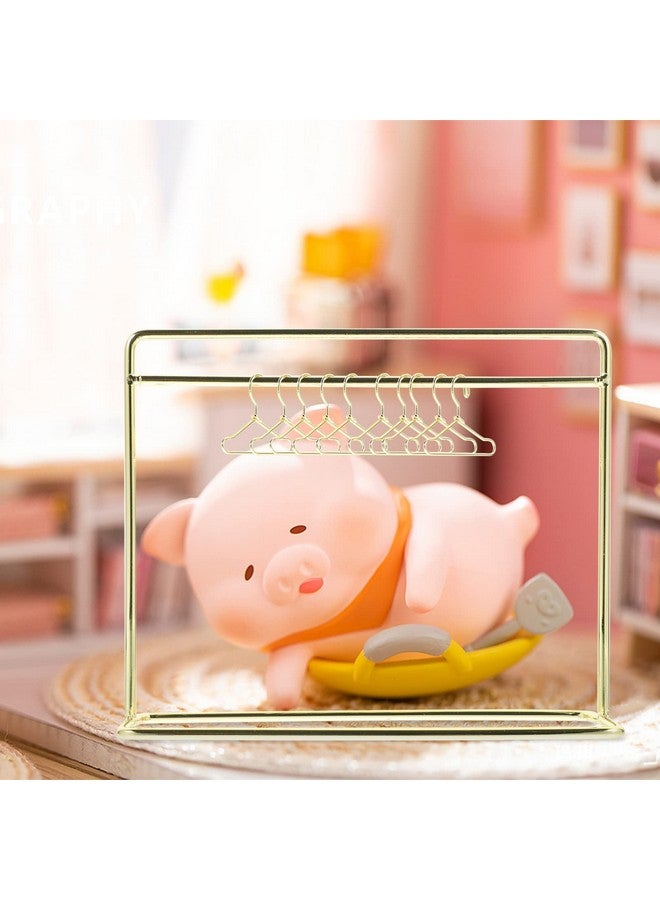 STOBOK مجموعة رف ملابس دمى مصغرة مع 10 قطع شماعات ملابس دمى - إكسسوارات أثاث منزل الدمى باللون الذهبي - Image 5