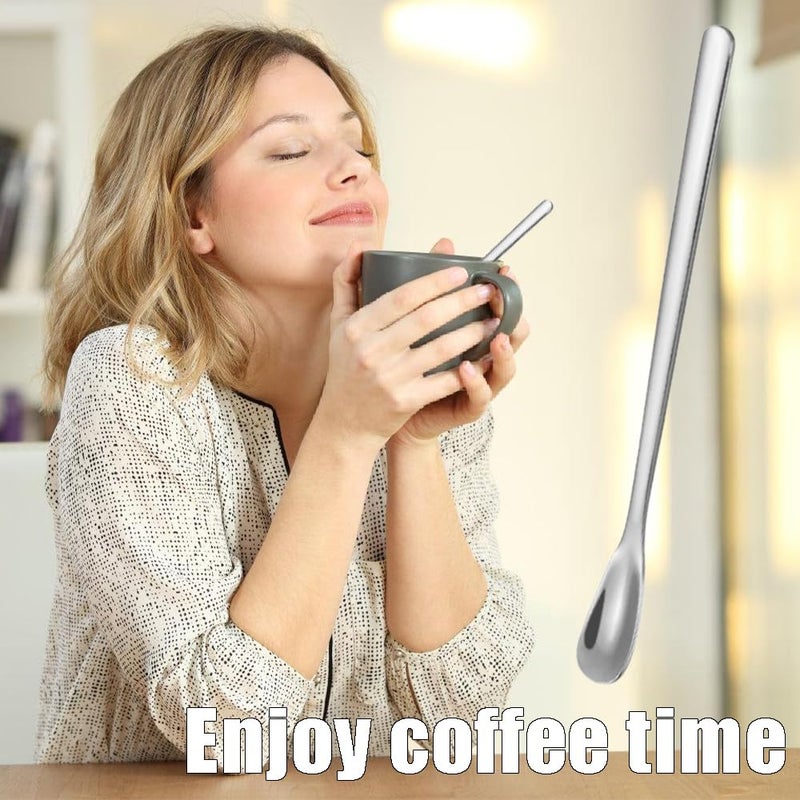 Ouliget Stainless Steel Coffee Stirring Spoon,Silver Coffee Stir Sticks Drink Spoons,Long Handle Tea Coffee Spoons Tiny Salt Condiment Spoon,Coffee Bar Accessories,6 Inches - Image 4