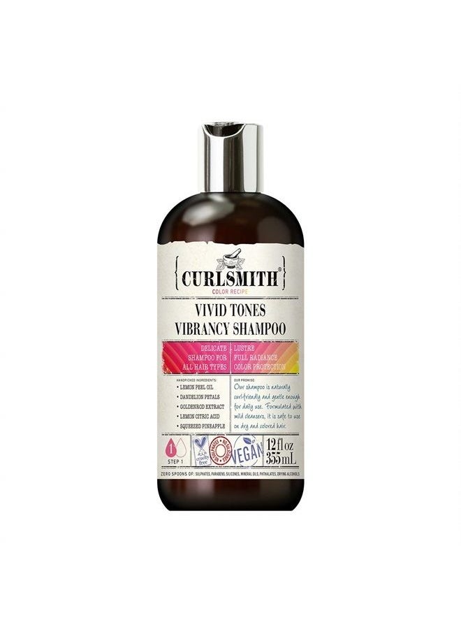 CURLSMITH Vivid Tones Vibrancy Shampoo - Vegan Shampoo for All Hair Types (12fl oz)  - Image 1