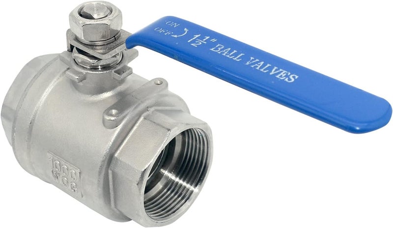 DAN SPEED 1.5" NPT Female Threaded Full Port Ball Valve with Blue Vinyl Lever Handle,316 Stainless Steel,WOG1000(1-1/2 Inch) - Image 1