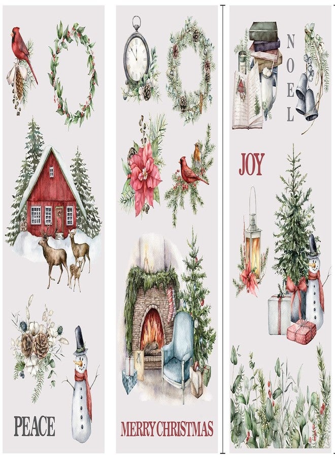 Thymeless Designs Rub on Transfers for Crafts and Furniture | 3 Sheets 6”x 12” | Home Decor Transfers | Furniture and Craft Decals | (Cozy Christmas) - Image 1