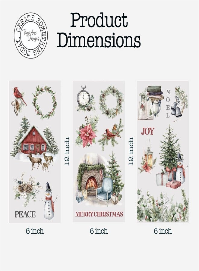 Thymeless Designs Rub on Transfers for Crafts and Furniture | 3 Sheets 6”x 12” | Home Decor Transfers | Furniture and Craft Decals | (Cozy Christmas) - Image 5