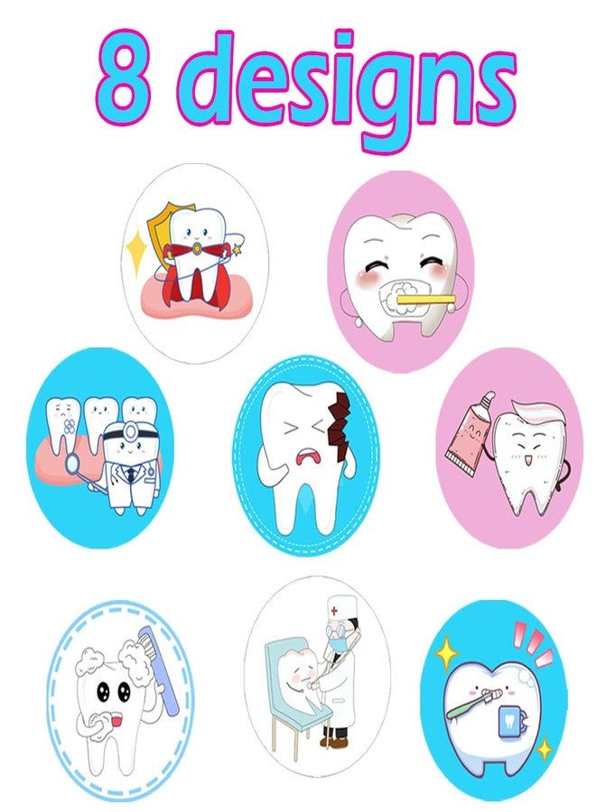 PIBIPAID 500 Tooth Roll Stickers,for Dental Protection Brush Your Teeth Birthday Gender Reveal Baby Shower Party Favors Supplies Decorations Favors Goodie Bag Stuffers Prize Labels - Image 2
