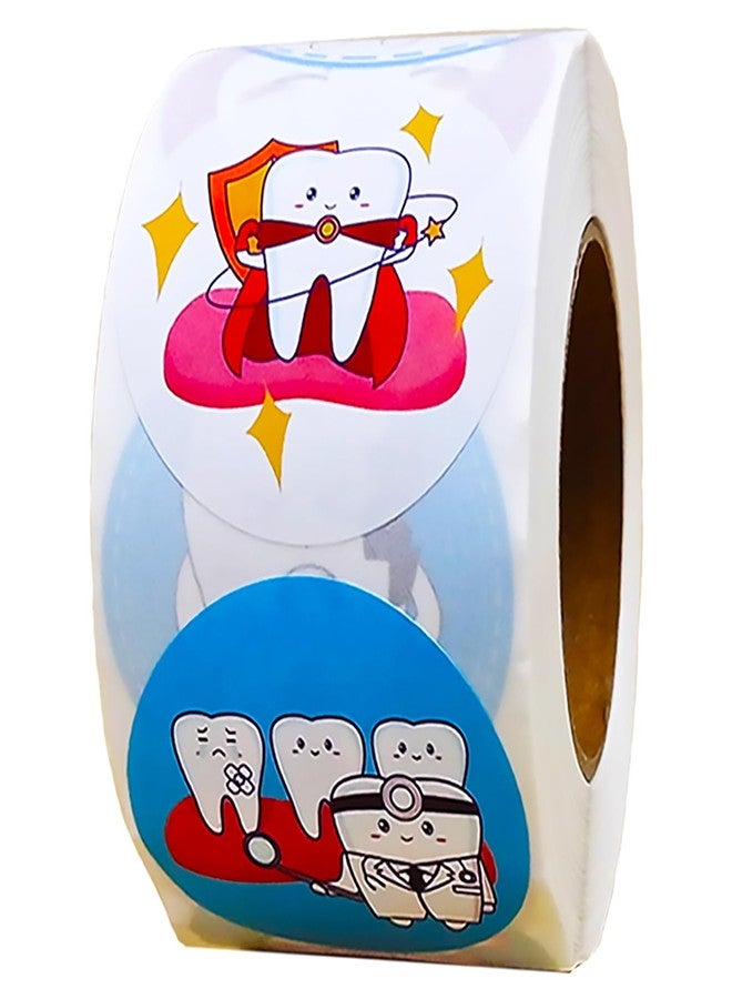 PIBIPAID 500 Tooth Roll Stickers,for Dental Protection Brush Your Teeth Birthday Gender Reveal Baby Shower Party Favors Supplies Decorations Favors Goodie Bag Stuffers Prize Labels - Image 1