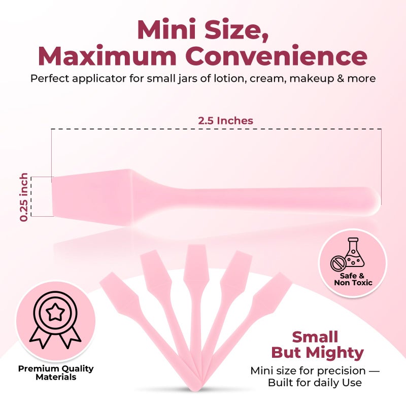 Kopperko 100 Pack 2.5 Inch Cosmetic Spatulas - Small Plastic Spatula for Cosmetics, Creams, & Crafts | Makeup Spatula or Multipurpose Mini Applicator for Mixing, Skincare, or Scraping Jars | Pink - Image 3
