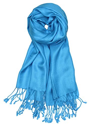 Achillea Soft Silky Pashmina Scarf for Women – Shawl Wrap for Evening Dresses, Bridesmaids, Weddings & Everyday Wear (Turquoise) - Image 1