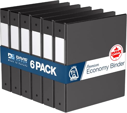 Davis Group Premium Economy 6-Pack 3-Ring Binders for School or Office, D-Ring Binders, 1.5 Inch, Black - Image 1