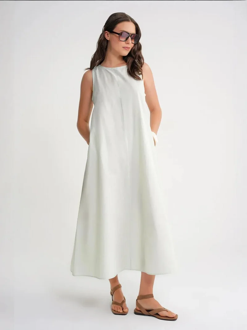MixRay Mixray Relaxed Fit Maxi Dress with Button Closure and Pockets