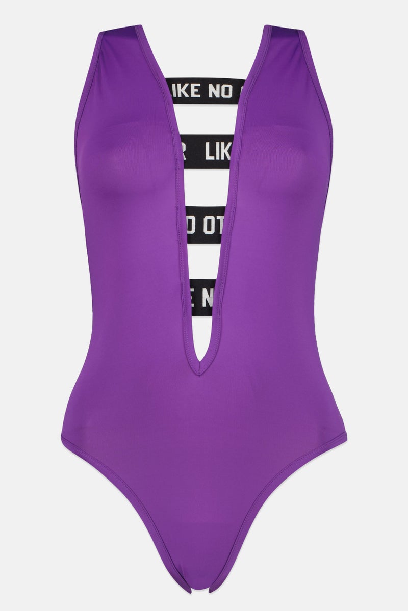 Kappa Women Brand Logo One Piece Swimwear, Purple - Image 3