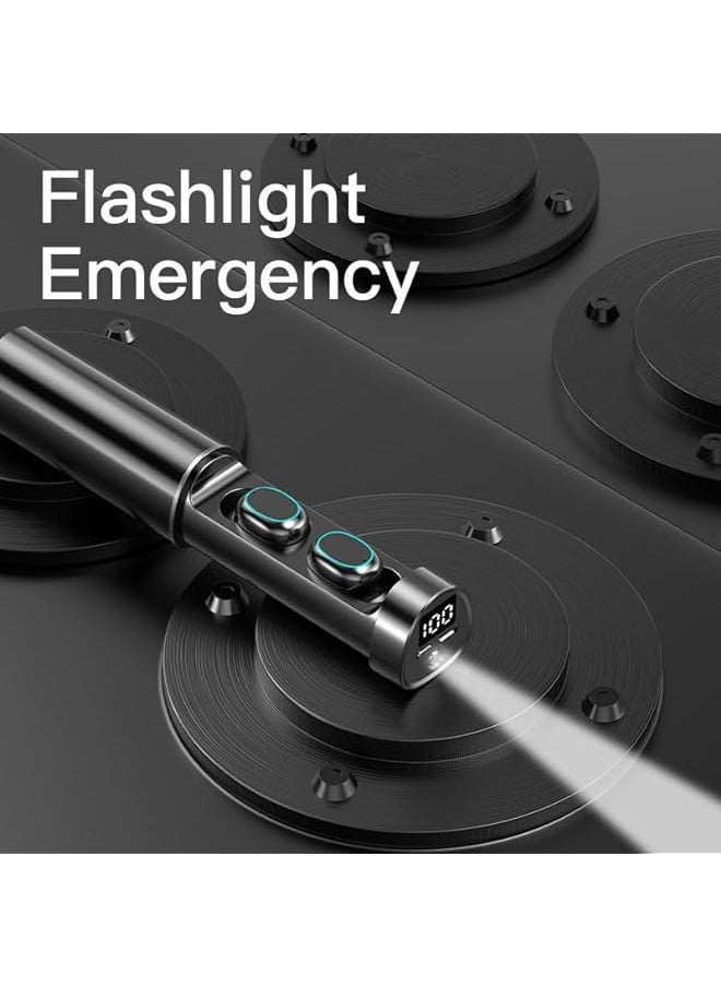 AMGREENAinaan N21 Odm Tws Headphones With Flashlight Microphone Hifi Sports Wireless Earbuds Gaming In Ear Auriculares Microphone Noise Cancelling Touch Control Hd Call Anc Magnetic Charging White