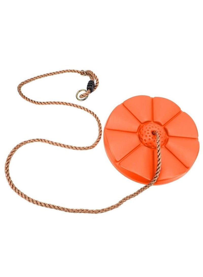 Funz Disc Swing Outdoor Plastic Round Seat with Adjustable Nylon Hanging Rope for Kids Playset Frame or Tree Backyard Playground  Orange  - Image 1