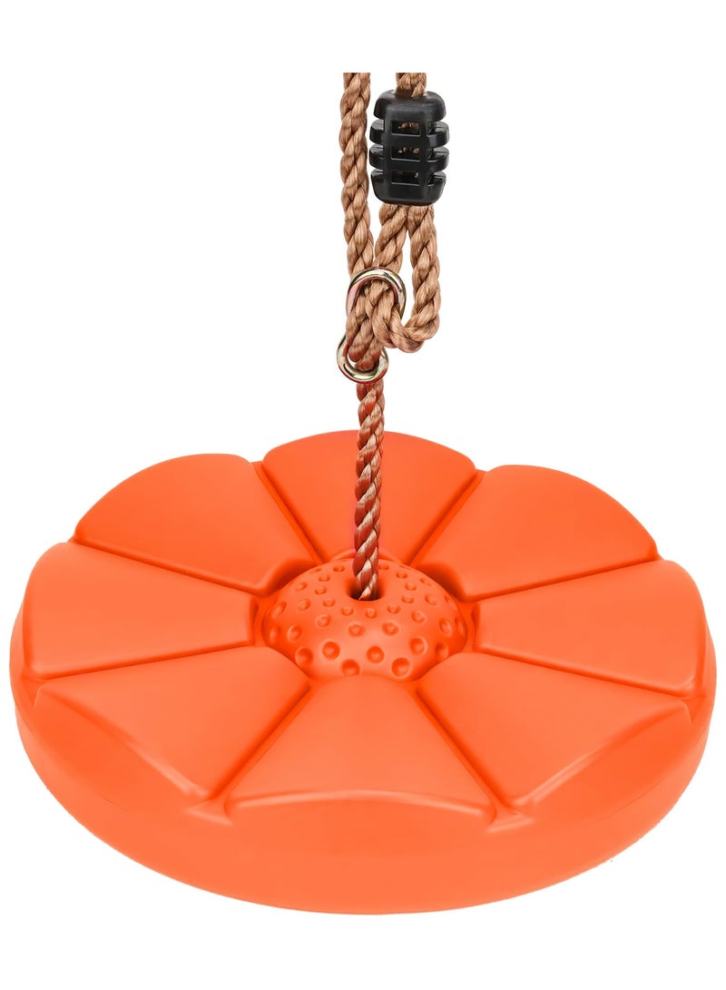 Funz Disc Swing Outdoor Plastic Round Seat with Adjustable Nylon Hanging Rope for Kids Playset Frame or Tree Backyard Playground  Orange  - Image 2