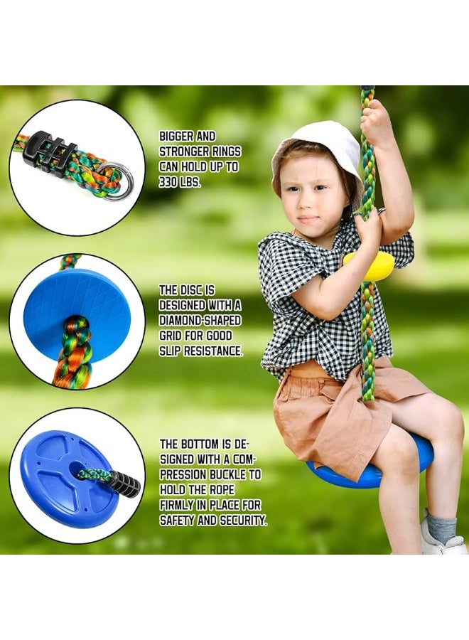 Funz Disc Swing Outdoor Plastic Round Seat with Adjustable Nylon Hanging Rope for Kids Playset Frame or Tree Backyard Playground  Orange  - Image 4