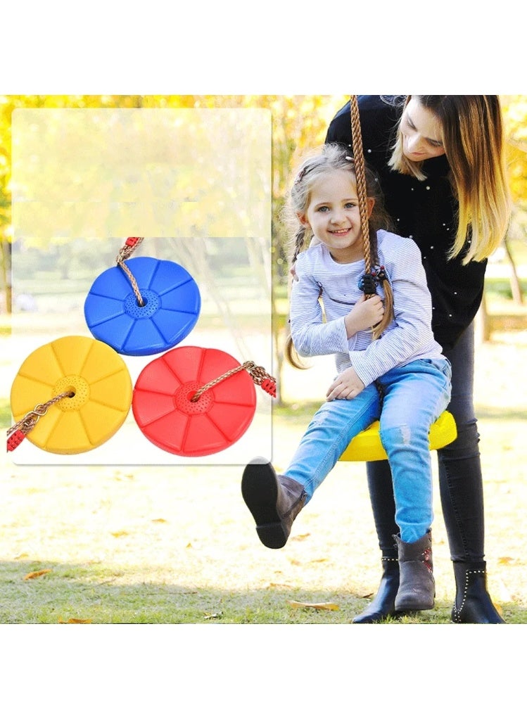 Funz Disc Swing Outdoor Plastic Round Seat with Adjustable Nylon Hanging Rope for Kids Playset Frame or Tree Backyard Playground  Orange  - Image 3
