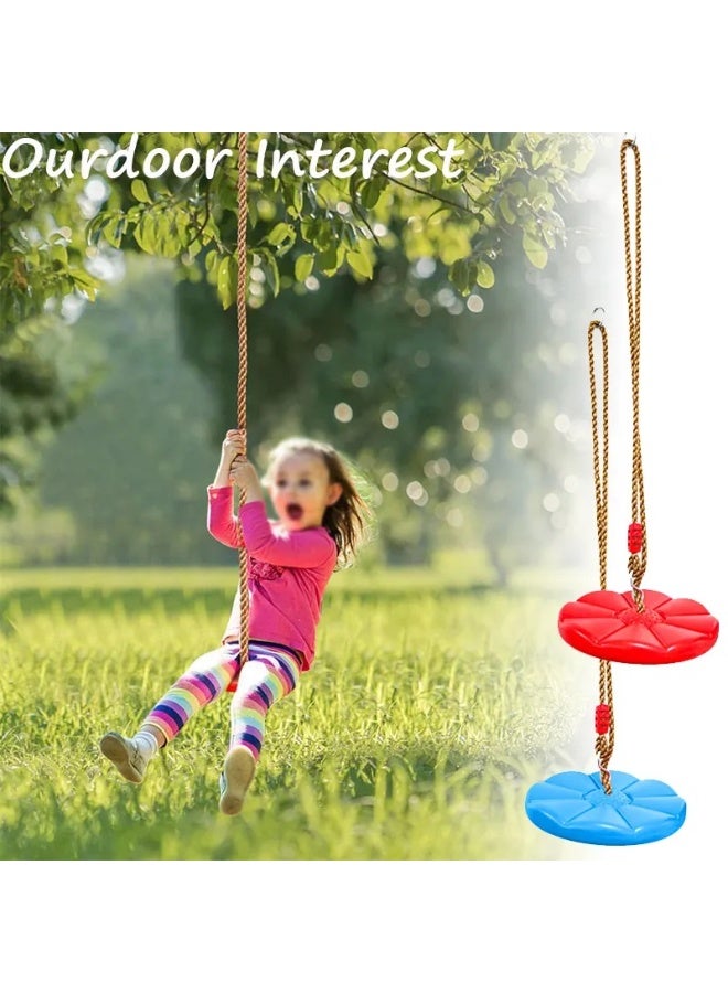 Funz Disc Swing Outdoor Plastic Round Seat with Adjustable Nylon Hanging Rope for Kids Playset Frame or Tree Backyard Playground  Orange  - Image 5