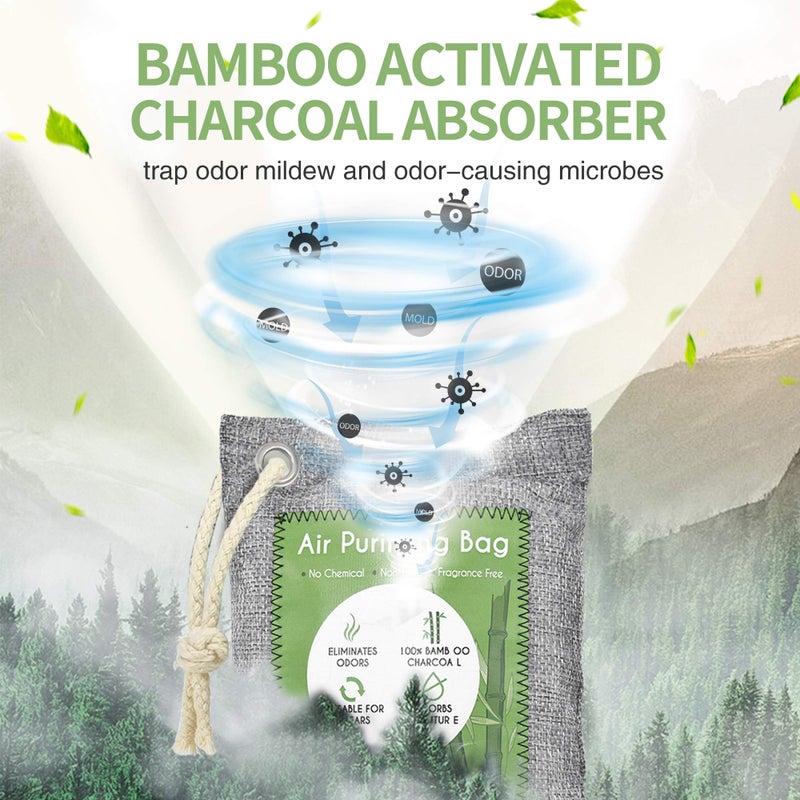 Vitscan 12 Pack Bamboo Charcoal Air Purifying Bag, Activated Charcoal Bags Odor Absorber, Moisture Absorber, Natural Car Air Freshener, Shoe Deodorizer, Odor Eliminators For Home, Pet, Closet (8x50g, 4x200g)  - Image 4