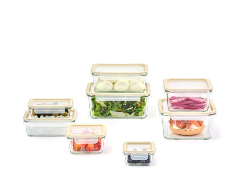 Glasslock Sens 16Pcs Glass Food Storage Set â€“ Airtight & Leakproof, 8 Different Sizes, Anti Slip Lid, Microwave & Oven Safe, Perfect for Meal prep, Lunch Box, Nestable & Stackable, Pantry Storage - Image 4