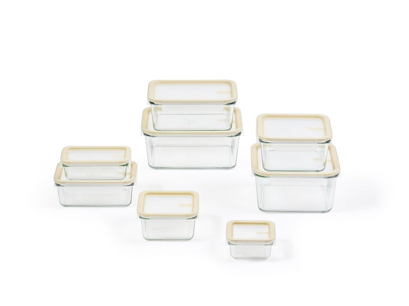 Glasslock Sens 16Pcs Glass Food Storage Set â€“ Airtight & Leakproof, 8 Different Sizes, Anti Slip Lid, Microwave & Oven Safe, Perfect for Meal prep, Lunch Box, Nestable & Stackable, Pantry Storage - Image 3
