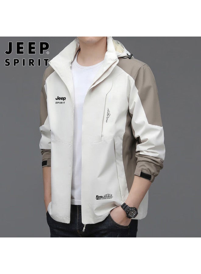 JEEP SPIRIT Jeep Spirit Jacket For Men, Spring And Autumn Windproof Coat For Men And Women, Black/dark Gray, Size L  - Image 5