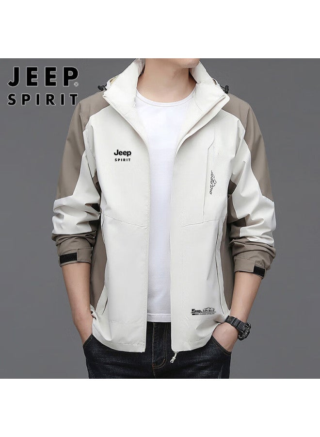 JEEP SPIRIT Jeep Spirit Jacket For Men, Spring And Autumn Windproof Coat For Men And Women, Black/dark Gray, Size L  - Image 4
