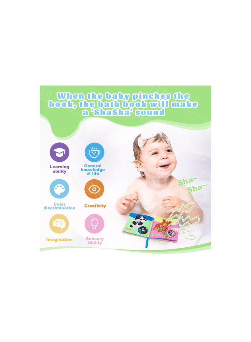 SYOSI Baby Bath Books, Non-Toxic, Waterproof and Durable, Soft Fabric, for Baby Infant Toddler Kids, Bathtub Pool and Early Education First Toys for Infant Newborn Baby Toddlers Kids Birthday Gifts(5PCS ) - Image 4