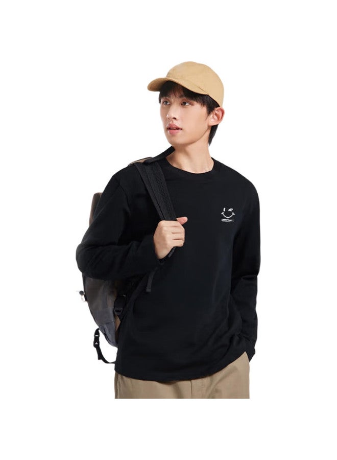 Pull Back Warrior Long-Sleeve T-Shirt For Men, Spring And Autumn Pure Cotton Breathable Round Neck Sports Long-Sleeve Versatile Top Men'S Clothing Black M - Image 1