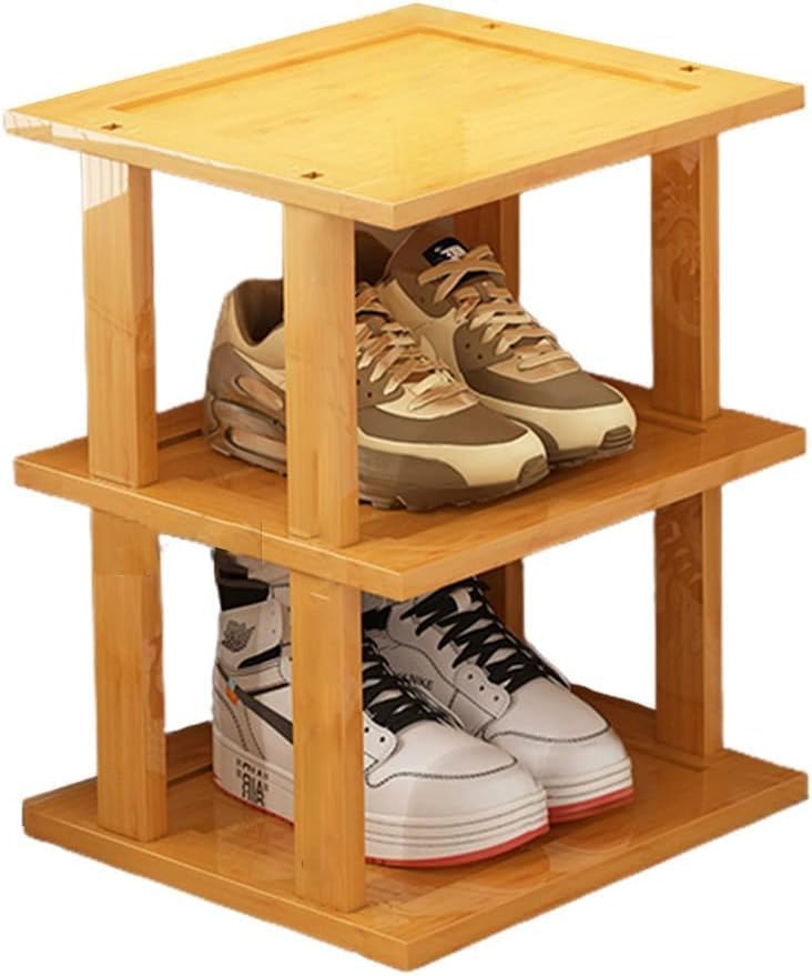 Ash  Roh Ash & Roh Wooden Shoe Rack Organizer, Space Saving Shoe Storage Stand for Entryway, Doorway, Balcony and Hallway (Single Pair, 3) - Image 1