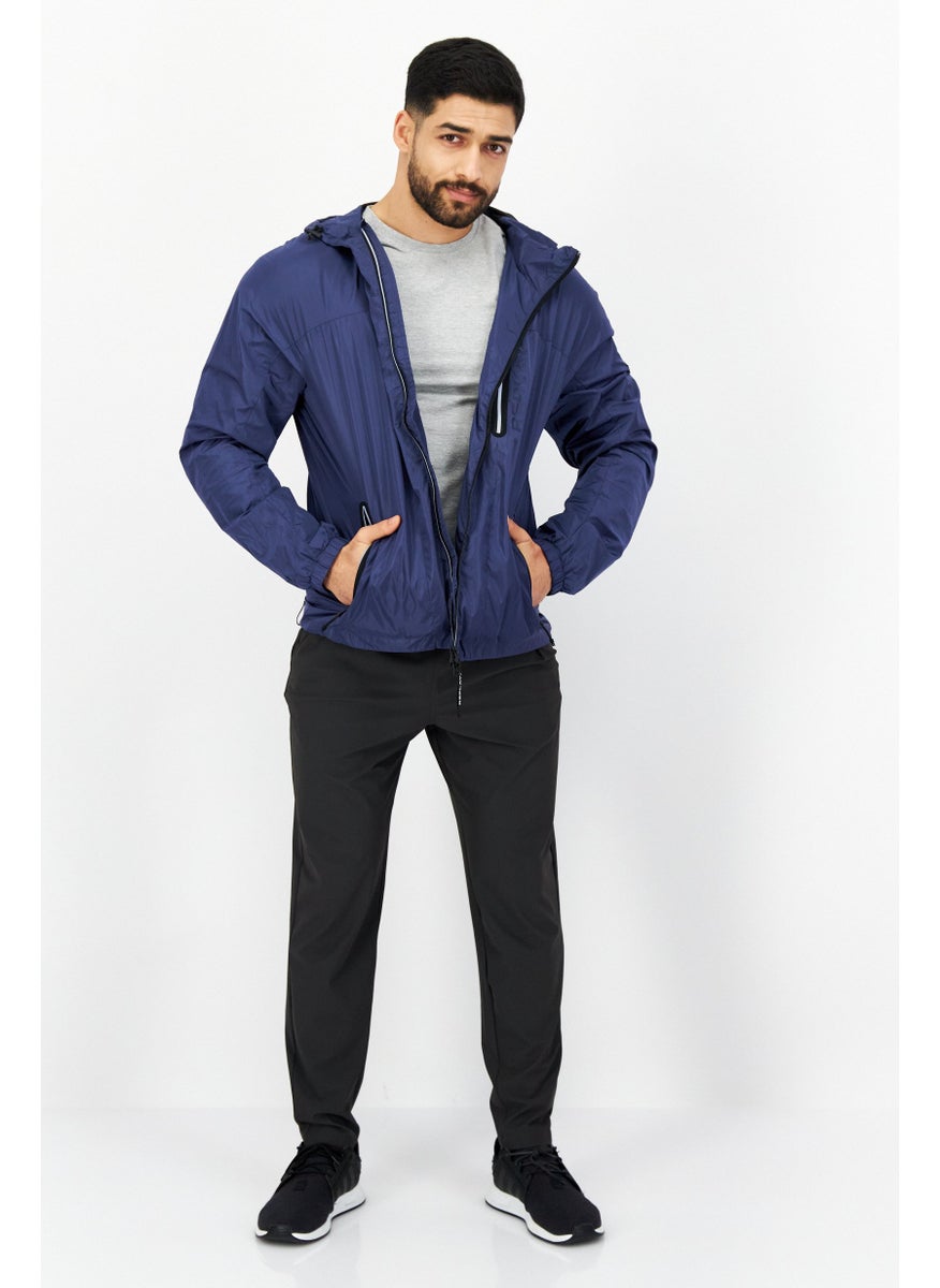 Replay - Men Plain Windbreaker Jacket, Blue - Image 1