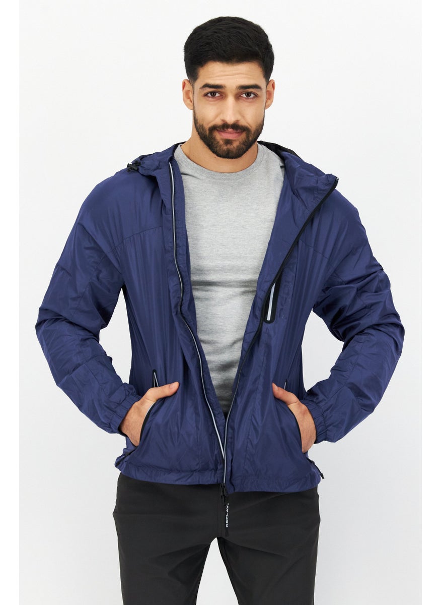 Replay - Men Plain Windbreaker Jacket, Blue - Image 1
