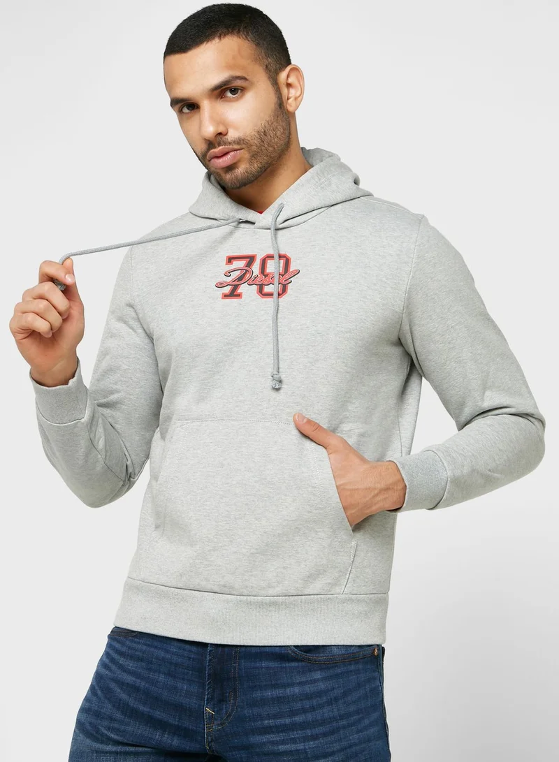 DIESEL Logo Hooded Neck Sweatshirt