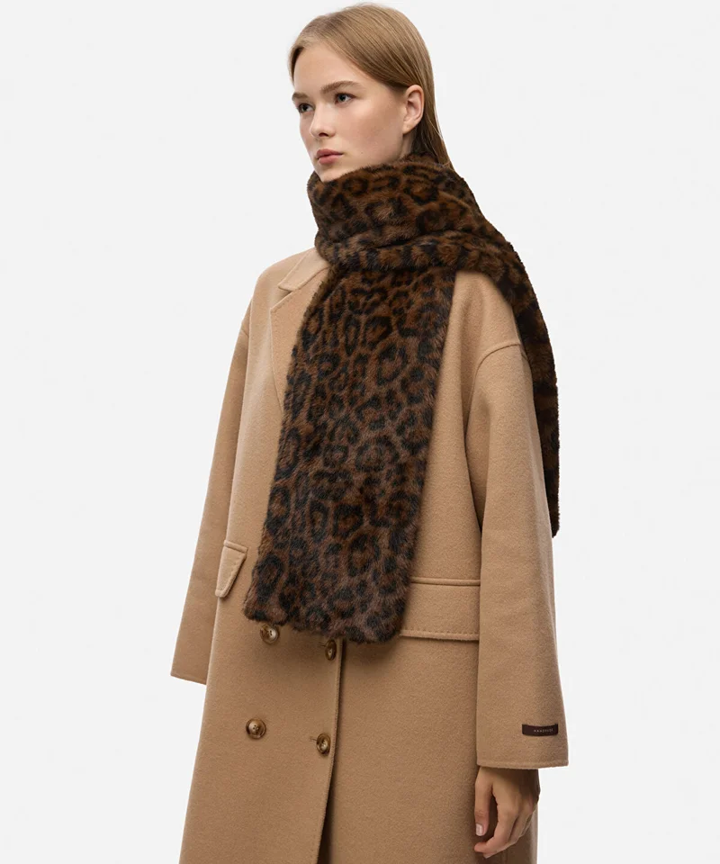 ابيكول Leopard Print Faux Fur Scarf