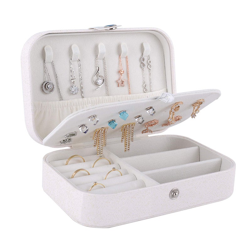 Wolfteeth Jewelry Box Necklace Ring Storage Organizer Earrings Holder Jewelry Case Portable Travel Jewelry Cabinet Gift Case for Women Double Layer Pink 503002 (Just Case) - Image 5