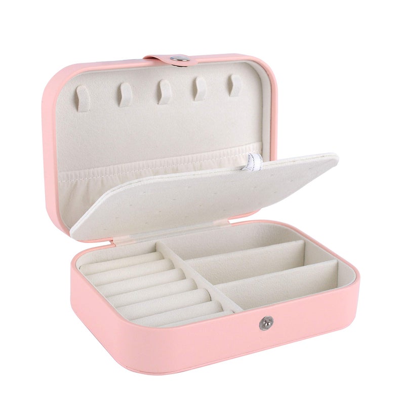 Wolfteeth Jewelry Box Necklace Ring Storage Organizer Earrings Holder Jewelry Case Portable Travel Jewelry Cabinet Gift Case for Women Double Layer Pink 503002 (Just Case) - Image 1