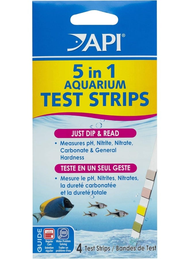 API API 5in1 Test 4 Strips for Freshwater & Saltwater Aquarium Multicolor - Image 1