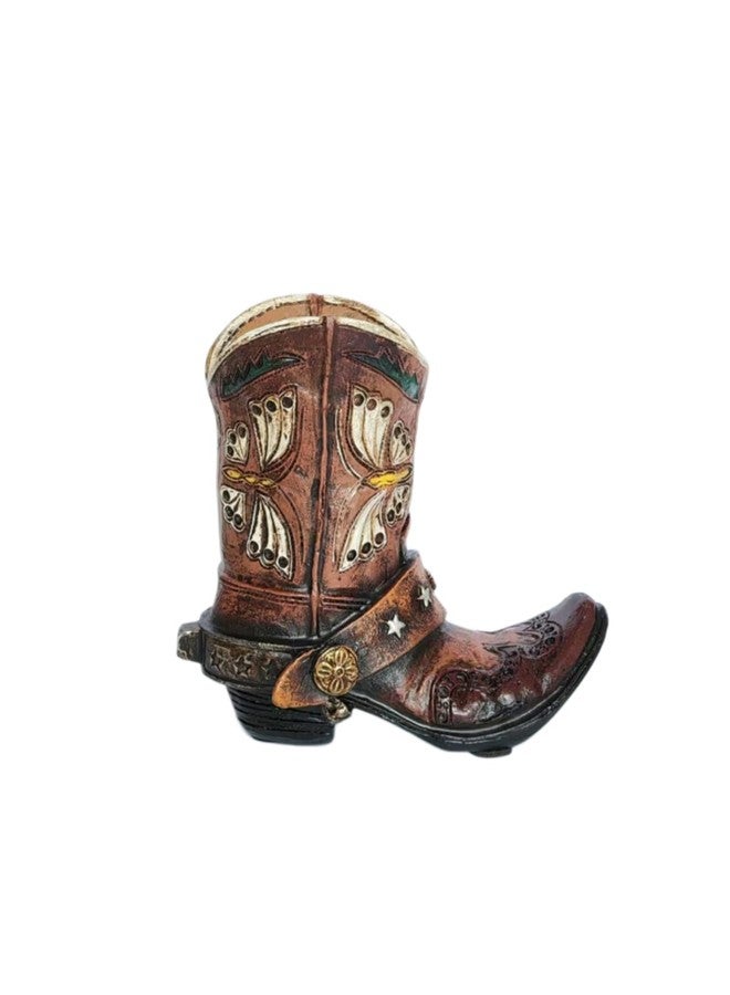 Eagrafts Rustic Decorative Western Cowboy Boot Pencil Pen Holder Vase Caddy Office Decoration (Reddish Brown) - Image 2