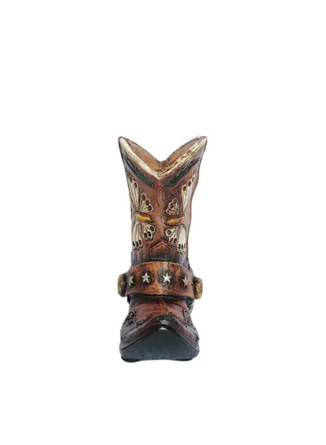 Eagrafts Rustic Decorative Western Cowboy Boot Pencil Pen Holder Vase Caddy Office Decoration (Reddish Brown) - Image 3