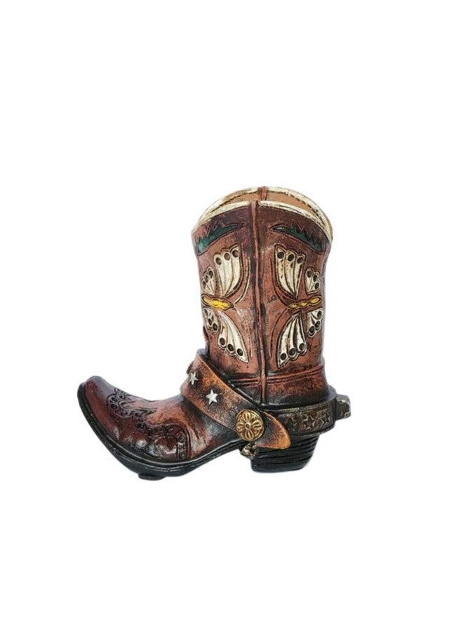 Eagrafts Rustic Decorative Western Cowboy Boot Pencil Pen Holder Vase Caddy Office Decoration (Reddish Brown) - Image 1