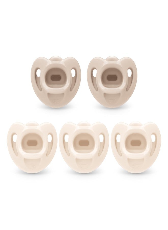 NUK 100% Silicone Comfy Orthodontic Pacifiers, 0-6 Months, Neutral Fashion, Timeless Collection, 5 Count - Image 1