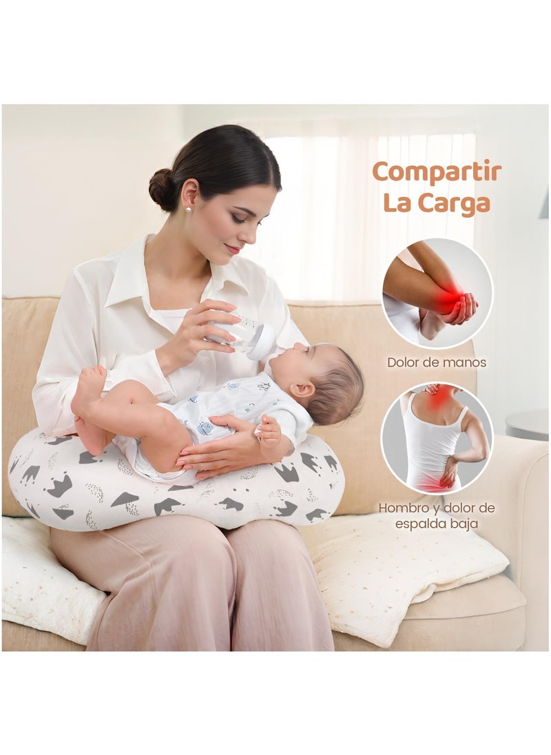 Gonice Baby Nursing Pillow Multipurpose Positioner Cushion Cotton Blend Fabric Includes Nursing Cushion + Removable Cover