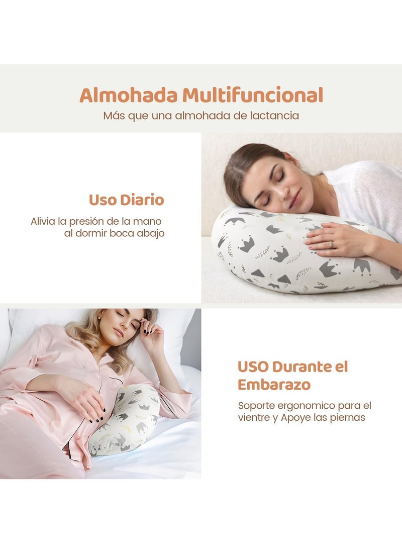 Gonice Baby Nursing Pillow Multipurpose Positioner Cushion Cotton Blend Fabric Includes Nursing Cushion + Removable Cover