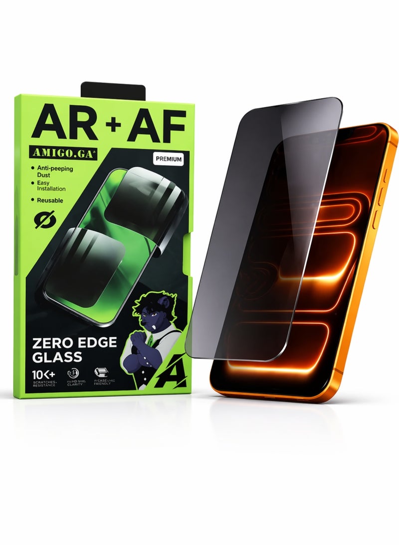أميغو إسكرينه فاميه فاخره (Privacy) بدون حواف تمامًا من Amigo الأوريجينال لهاتف iPhone 17 Pro Max – توفر رؤيه واضحه وكامله للشاشه بوضوح فائق بتقنية AR، وتحمي خصوصيتك من التطفل، مع حمايه قويه من الصدمات والخدوش اليوميه . - Image 1