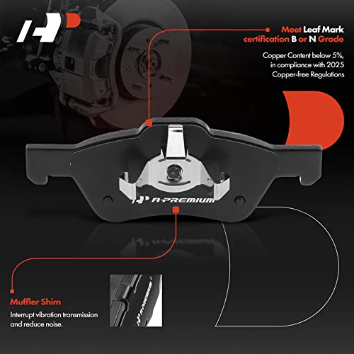 A-Premium Front Ceramic Disc Brake Pads Set Compatible with Select Ford, Mazda and Mercury Models - Escape 2005-2010/2012, Tribute 2005-2006/2008-2011, Mariner 2005-2010, with Hardware, 4 Pcs - Image 2