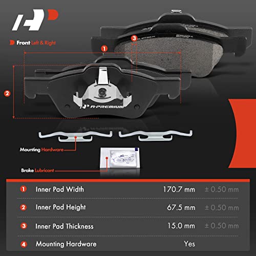 A-Premium Front Ceramic Disc Brake Pads Set Compatible with Select Ford, Mazda and Mercury Models - Escape 2005-2010/2012, Tribute 2005-2006/2008-2011, Mariner 2005-2010, with Hardware, 4 Pcs - Image 5