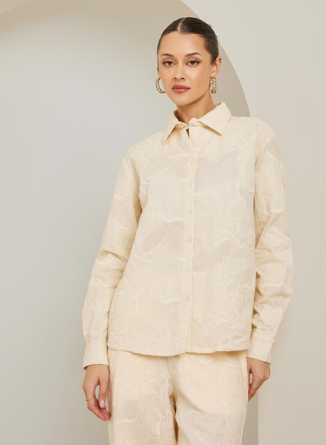 Styli Women Off-White Embroidered Long Sleeve Shirt - Image 1