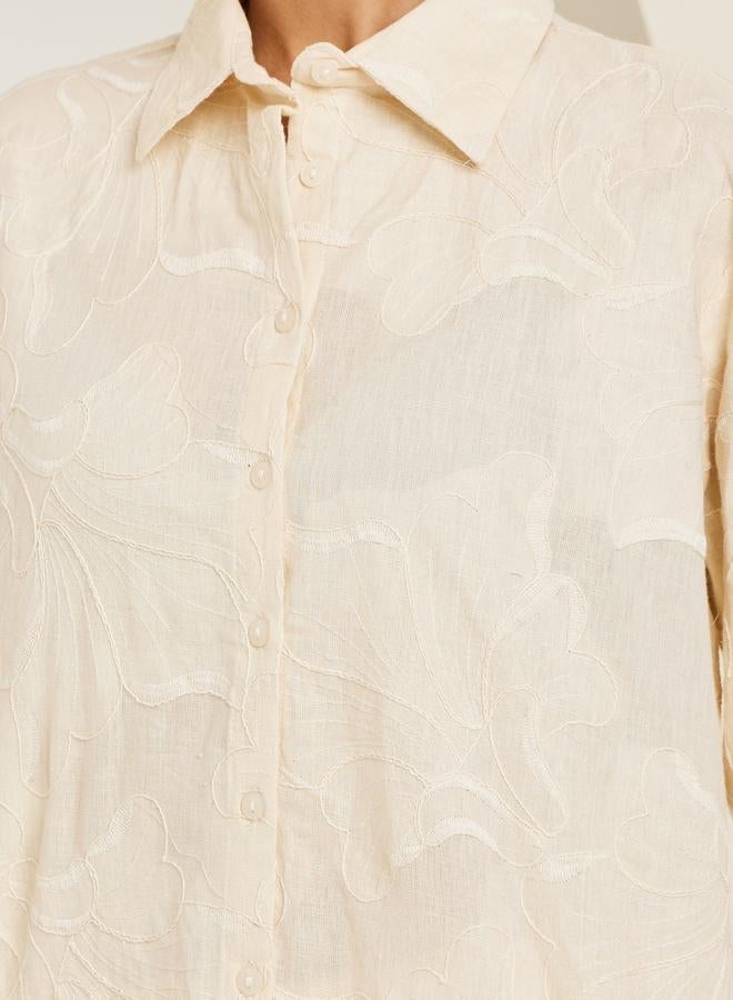 Styli Women Off-White Embroidered Long Sleeve Shirt - Image 3