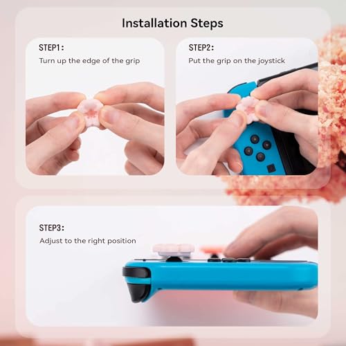 GeekShare 4PCS Silicone Joycon Thumb Grip Caps, Kawaii Cherry Blossom Joystick Cover Compatible with Switch/OLED/Switch Lite (Sakura) - Image 4